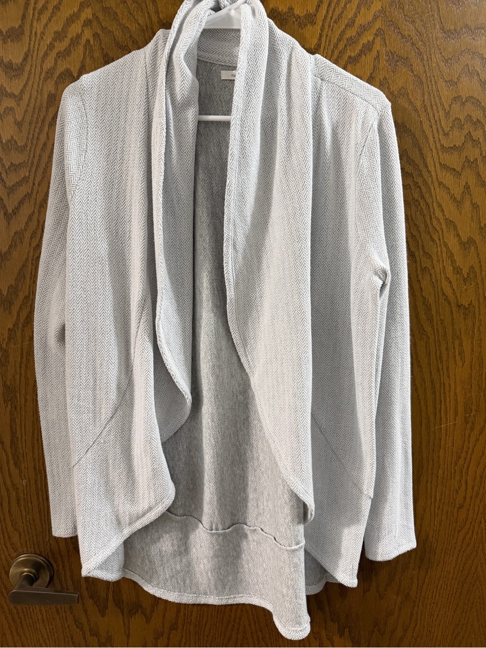 Maurices Light Gray Open-Front Draped Knit Cardigan Size Medium